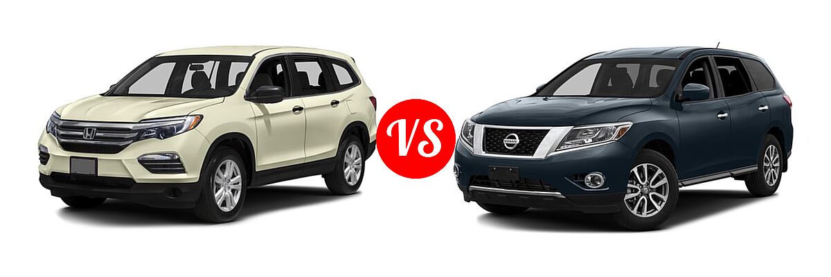 2016 Honda Pilot SUV LX vs. 2016 Nissan Pathfinder SUV S / SV - Front Left Comparison