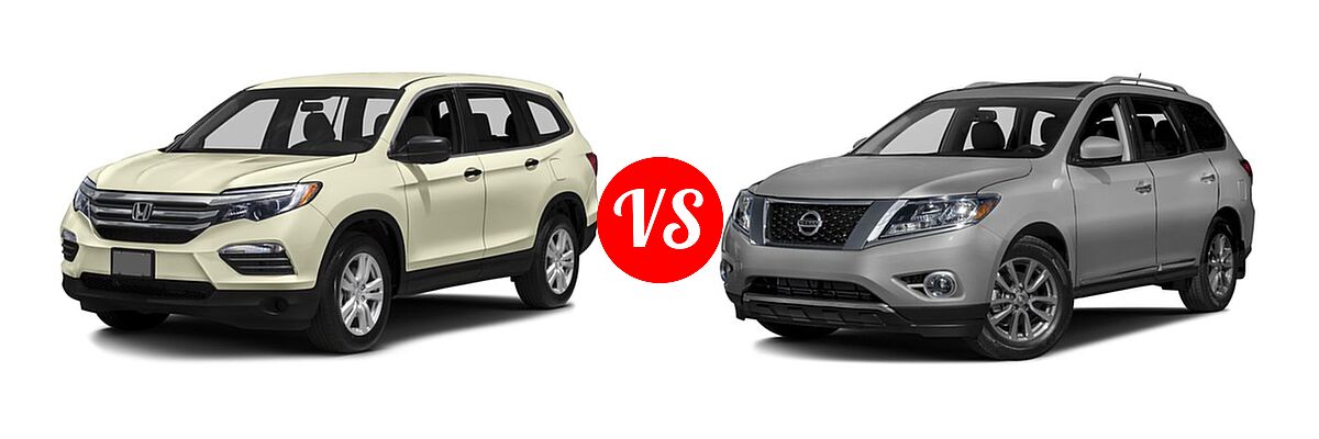2016 Honda Pilot SUV LX vs. 2016 Nissan Pathfinder SUV Platinum / SL - Front Left Comparison