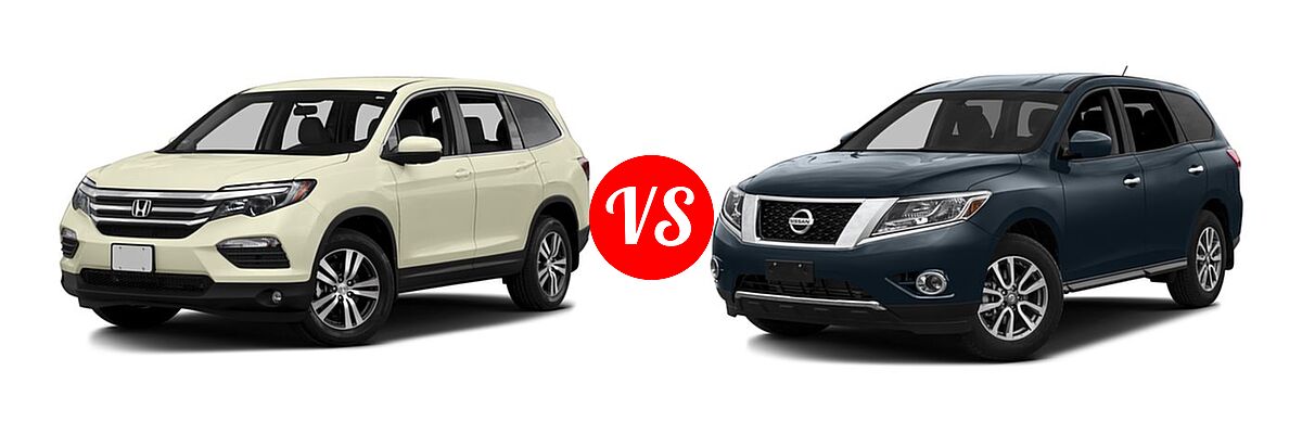 2016 Honda Pilot SUV EX vs. 2016 Nissan Pathfinder SUV S / SV - Front Left Comparison