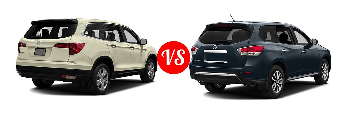 2016 Honda Pilot SUV LX vs. 2016 Nissan Pathfinder SUV S / SV - Rear Right Comparison