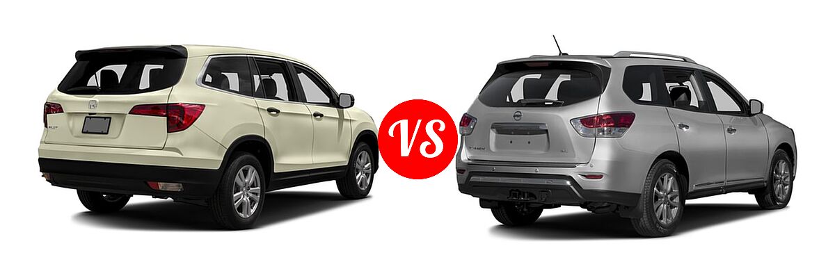 2016 Honda Pilot SUV LX vs. 2016 Nissan Pathfinder SUV Platinum / SL - Rear Right Comparison