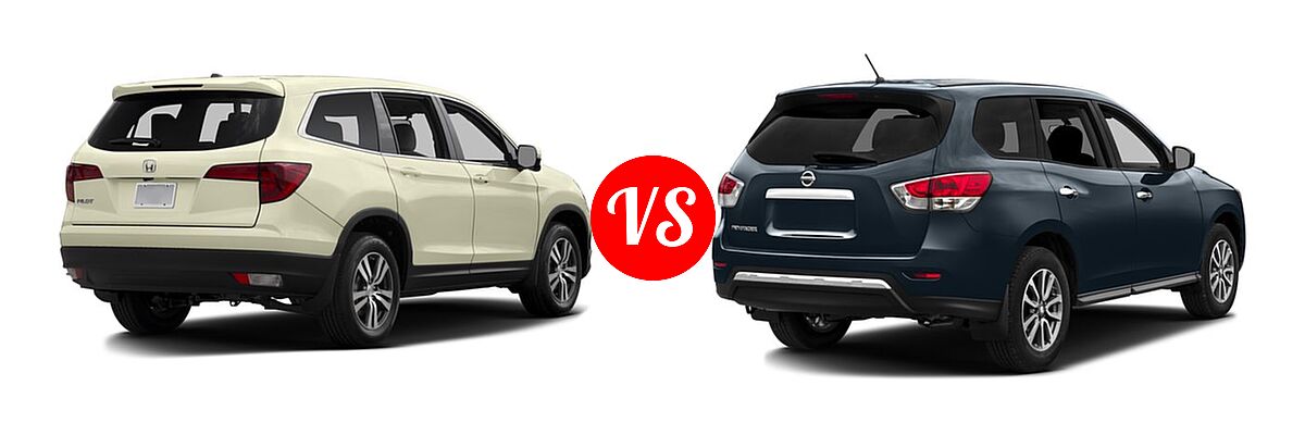 2016 Honda Pilot SUV EX vs. 2016 Nissan Pathfinder SUV S / SV - Rear Right Comparison