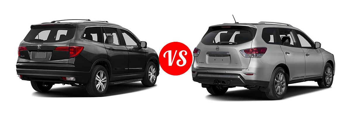 2016 Honda Pilot SUV EX-L vs. 2016 Nissan Pathfinder SUV Platinum / SL - Rear Right Comparison