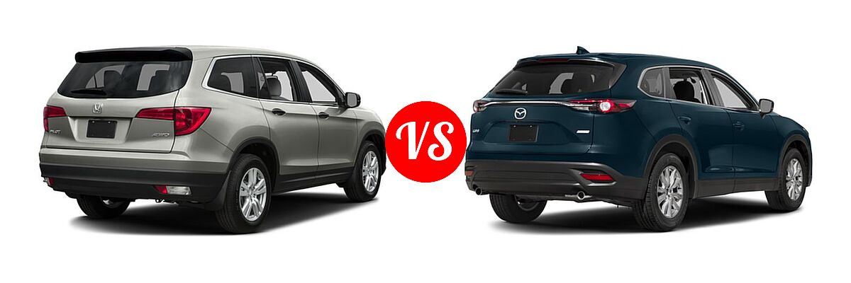 2016 Honda Pilot SUV LX vs. 2016 Mazda CX-9 SUV Sport - Rear Right Comparison