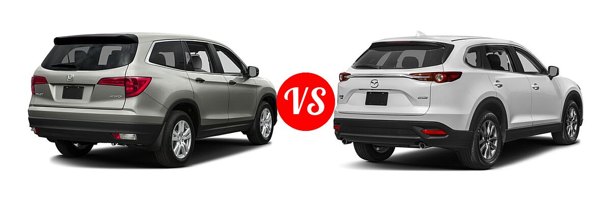 2016 Honda Pilot SUV LX vs. 2016 Mazda CX-9 SUV Sport - Rear Right Comparison