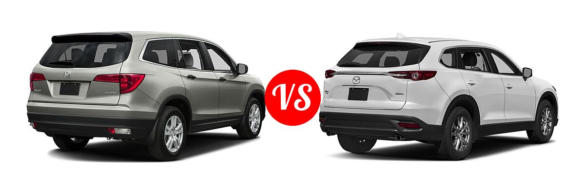 2016 Honda Pilot SUV LX vs. 2016 Mazda CX-9 SUV Touring - Rear Right Comparison