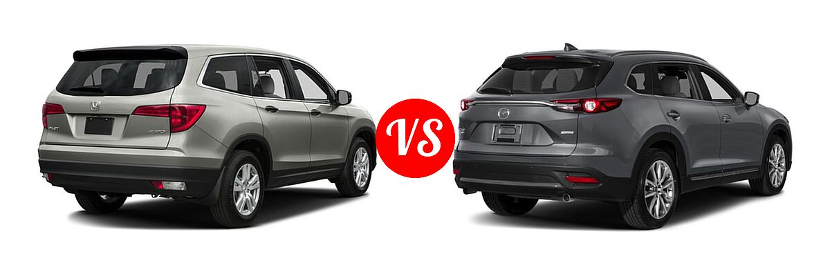 2016 Honda Pilot SUV LX vs. 2016 Mazda CX-9 SUV Grand Touring - Rear Right Comparison