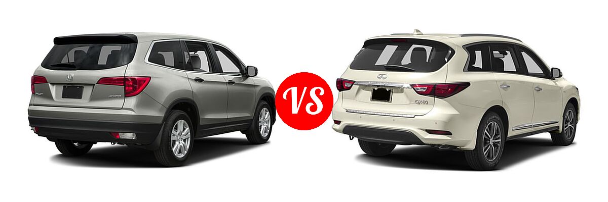 2016 Honda Pilot SUV LX vs. 2016 Infiniti QX60 SUV AWD 4dr / FWD 4dr - Rear Right Comparison