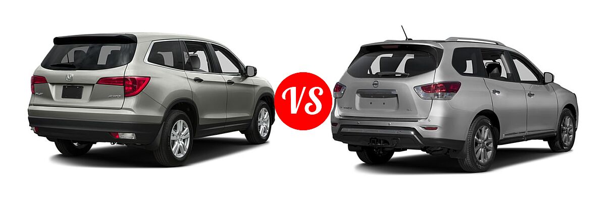 2016 Honda Pilot SUV LX vs. 2016 Nissan Pathfinder SUV Platinum / SL - Rear Right Comparison
