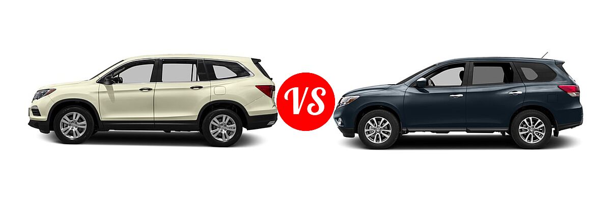 2016 Honda Pilot SUV LX vs. 2016 Nissan Pathfinder SUV S / SV - Side Comparison