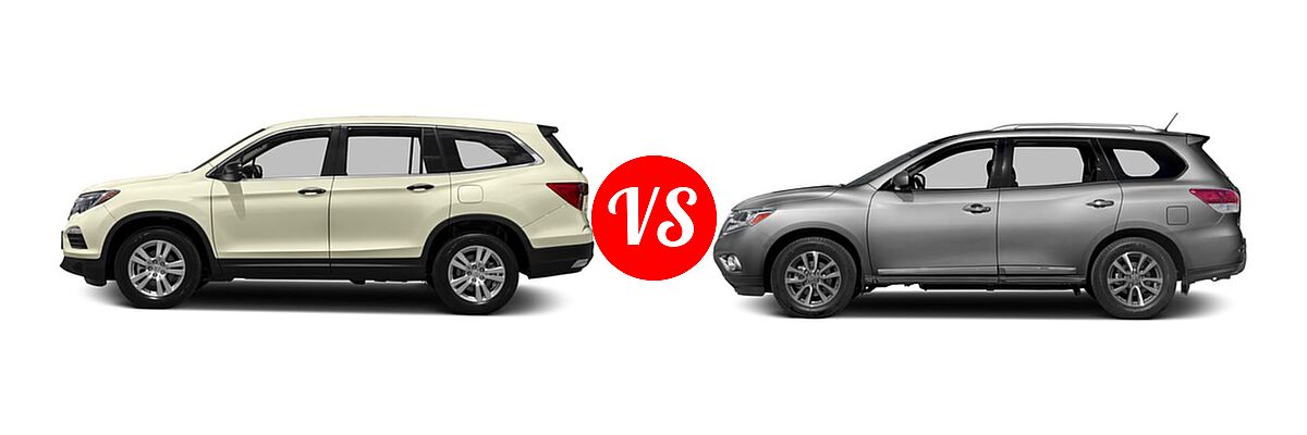 2016 Honda Pilot SUV LX vs. 2016 Nissan Pathfinder SUV Platinum / SL - Side Comparison