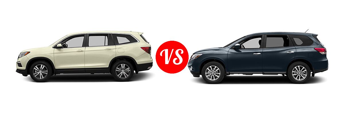 2016 Honda Pilot SUV EX vs. 2016 Nissan Pathfinder SUV S / SV - Side Comparison