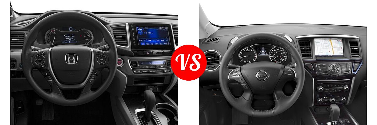 2016 Honda Pilot SUV EX vs. 2016 Nissan Pathfinder SUV Platinum / SL - Dashboard Comparison