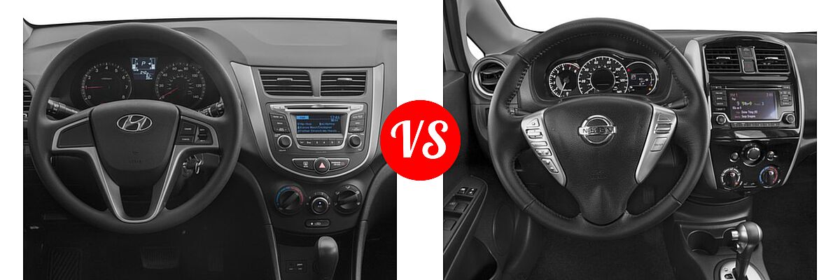 2016 Hyundai Accent Hatchback SE vs. 2016 Nissan Versa Note Hatchback S / S Plus / SV - Dashboard Comparison