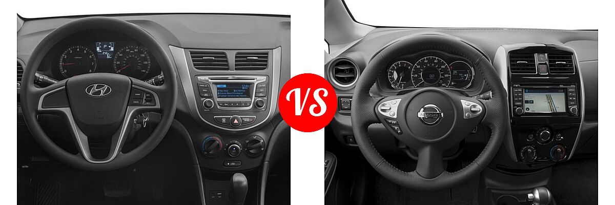 2016 Hyundai Accent Hatchback SE vs. 2016 Nissan Versa Note Hatchback SR - Dashboard Comparison