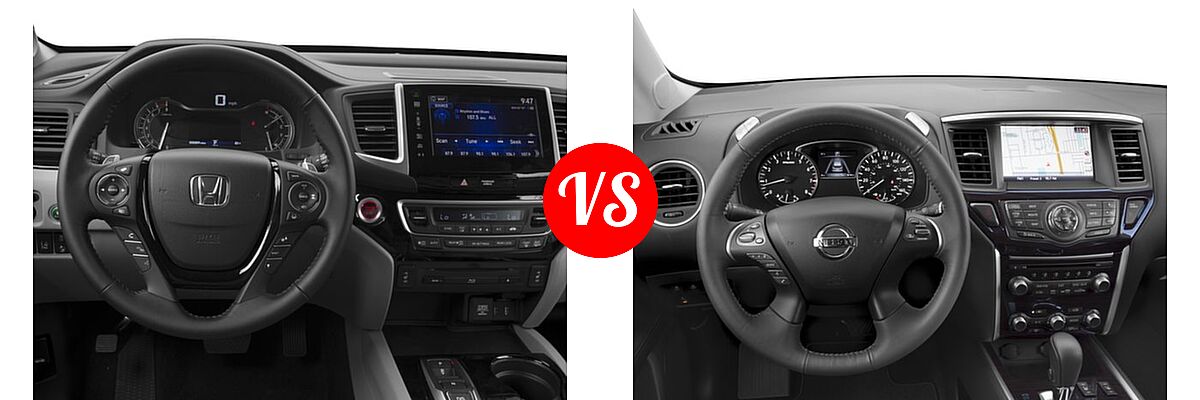 2016 Honda Pilot SUV Touring vs. 2016 Nissan Pathfinder SUV Platinum / SL - Dashboard Comparison