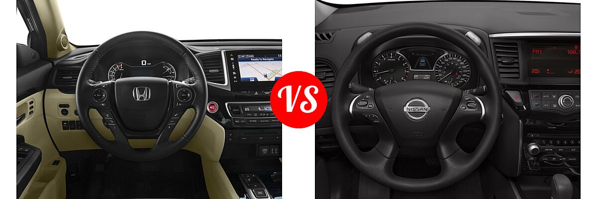 2016 Honda Pilot SUV Elite vs. 2016 Nissan Pathfinder SUV S / SV - Dashboard Comparison