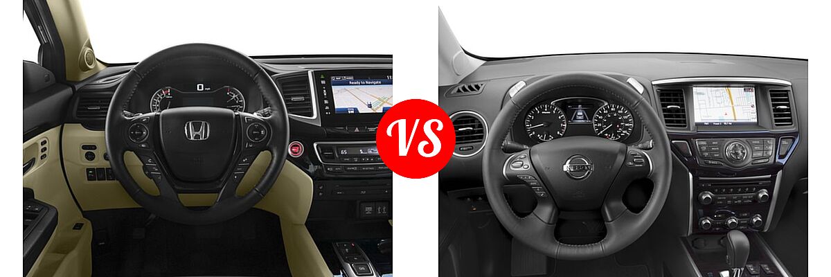 2016 Honda Pilot SUV Elite vs. 2016 Nissan Pathfinder SUV Platinum / SL - Dashboard Comparison