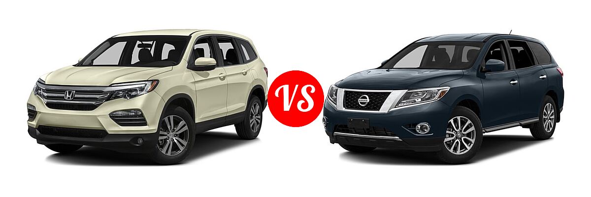 2016 Honda Pilot SUV EX vs. 2016 Nissan Pathfinder SUV S / SV - Front Left Comparison