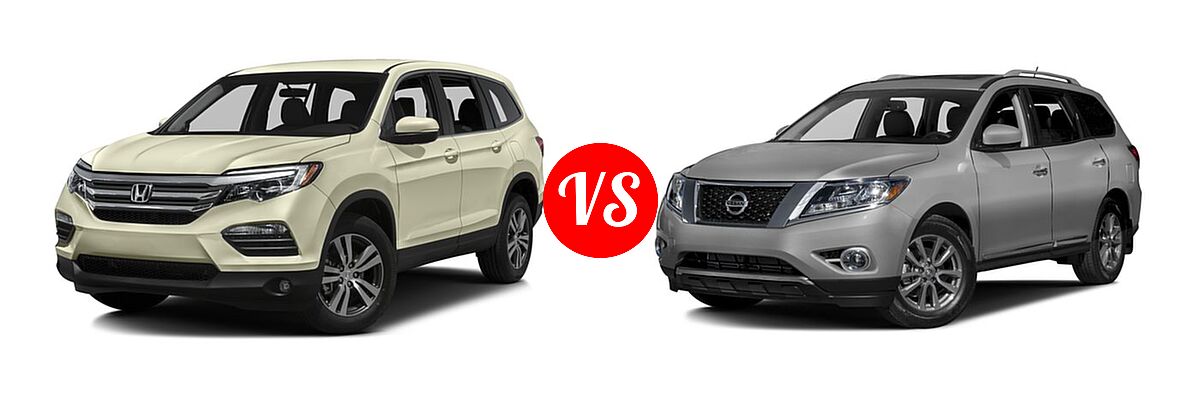 2016 Honda Pilot SUV EX vs. 2016 Nissan Pathfinder SUV Platinum / SL - Front Left Comparison