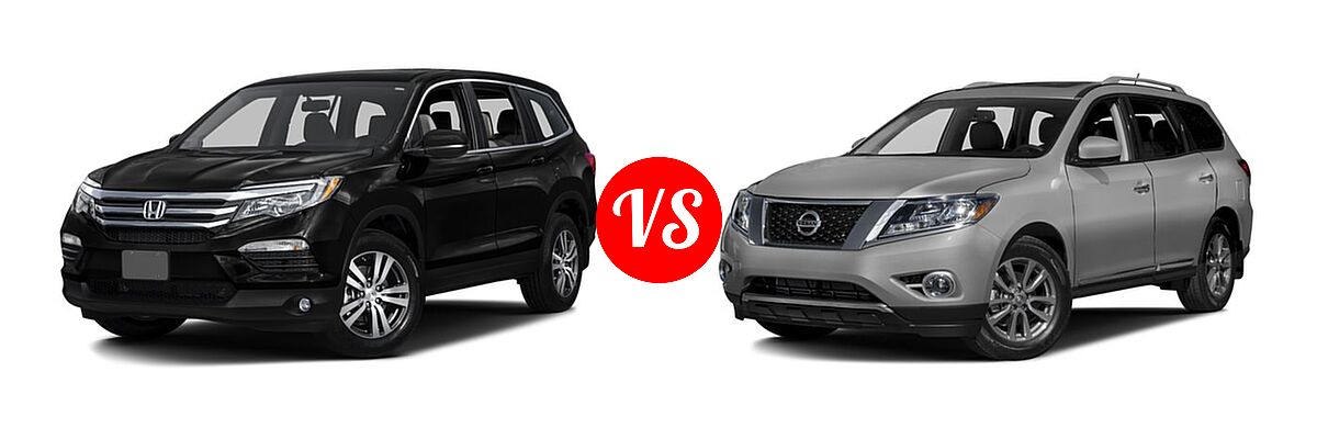 2016 Honda Pilot SUV EX-L vs. 2016 Nissan Pathfinder SUV Platinum / SL - Front Left Comparison