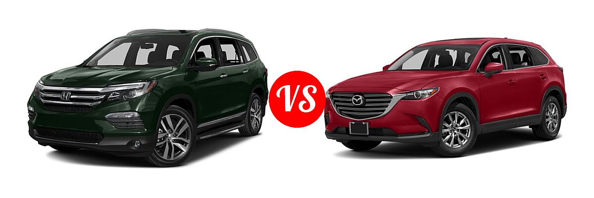 2016 Honda Pilot SUV Elite vs. 2016 Mazda CX-9 SUV Touring - Front Left Comparison