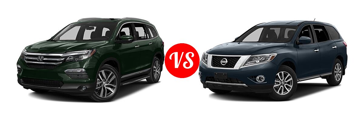 2016 Honda Pilot SUV Elite vs. 2016 Nissan Pathfinder SUV S / SV - Front Left Comparison