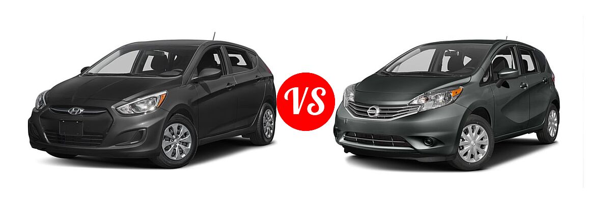 2016 Hyundai Accent Hatchback SE vs. 2016 Nissan Versa Note Hatchback S / S Plus / SV - Front Left Comparison