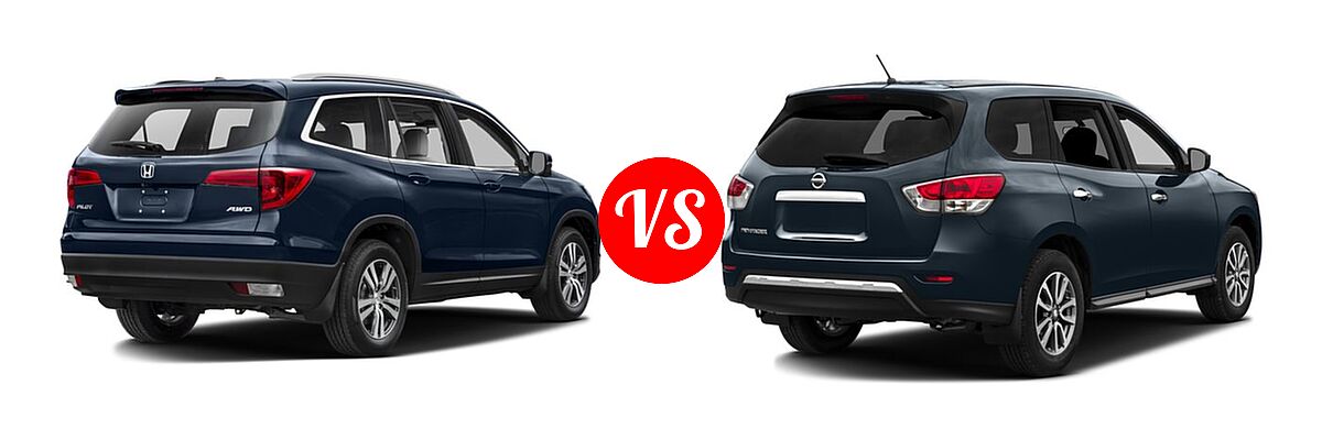 2016 Honda Pilot SUV EX-L vs. 2016 Nissan Pathfinder SUV S / SV - Rear Right Comparison