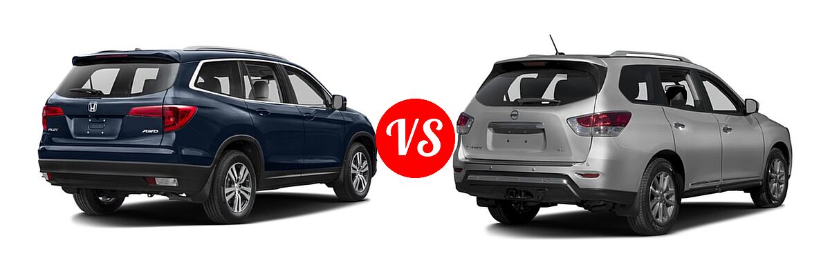 2016 Honda Pilot SUV EX-L vs. 2016 Nissan Pathfinder SUV Platinum / SL - Rear Right Comparison