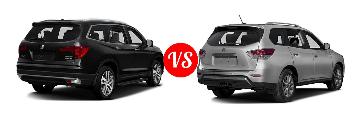2016 Honda Pilot SUV Touring vs. 2016 Nissan Pathfinder SUV Platinum / SL - Rear Right Comparison