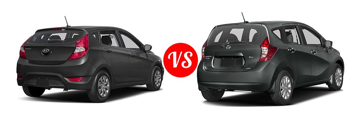 2016 Hyundai Accent Hatchback SE vs. 2016 Nissan Versa Note Hatchback S / S Plus / SV - Rear Right Comparison