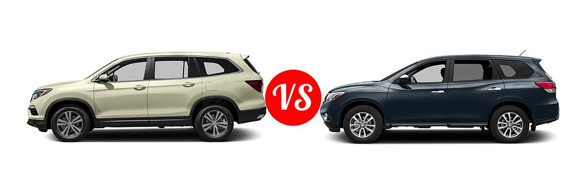 2016 Honda Pilot SUV EX vs. 2016 Nissan Pathfinder SUV S / SV - Side Comparison