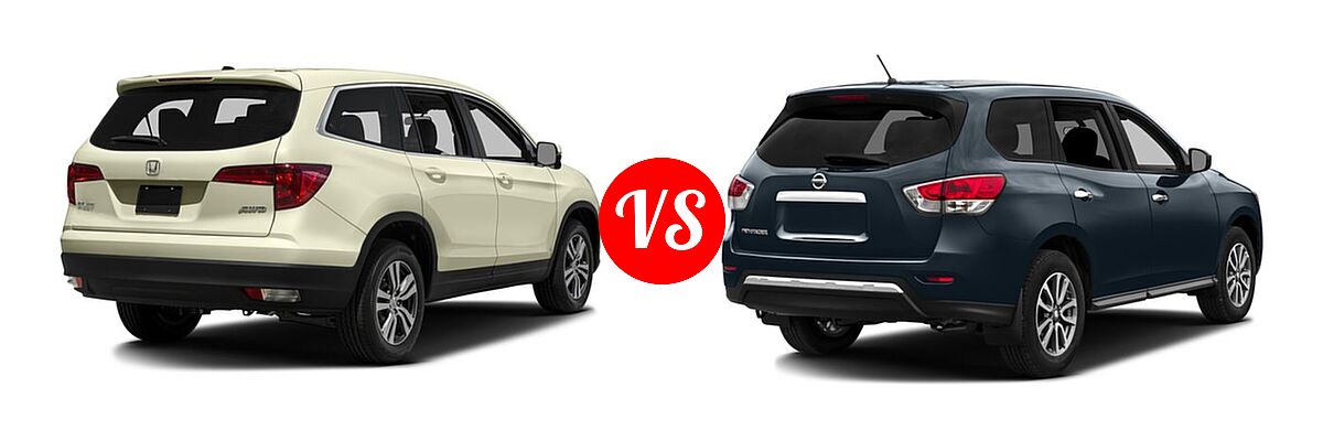 2016 Honda Pilot SUV EX vs. 2016 Nissan Pathfinder SUV S / SV - Rear Right Comparison