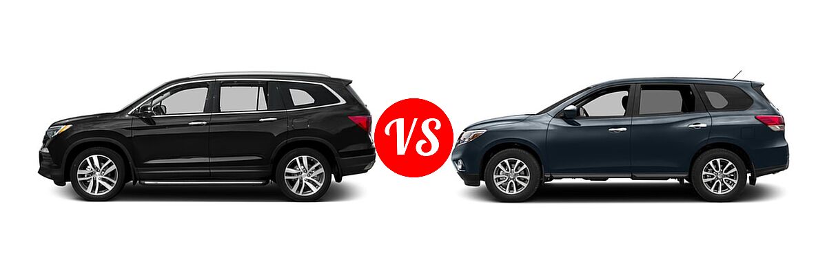 2016 Honda Pilot SUV Touring vs. 2016 Nissan Pathfinder SUV S / SV - Side Comparison