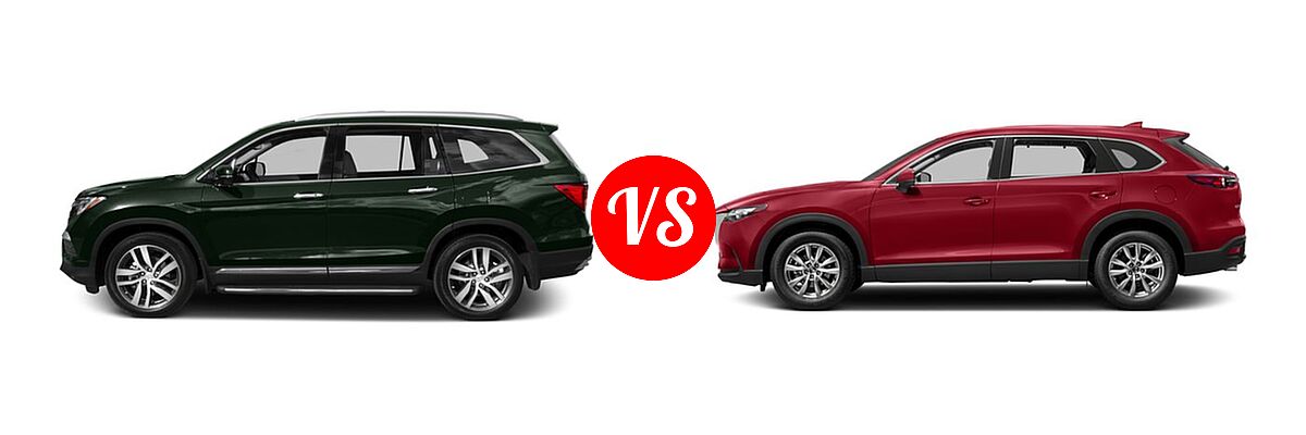 2016 Honda Pilot SUV Elite vs. 2016 Mazda CX-9 SUV Touring - Side Comparison