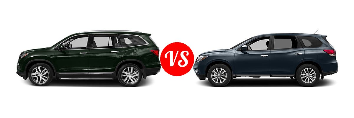 2016 Honda Pilot SUV Elite vs. 2016 Nissan Pathfinder SUV S / SV - Side Comparison