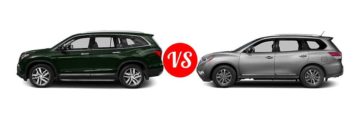 2016 Honda Pilot SUV Elite vs. 2016 Nissan Pathfinder SUV Platinum / SL - Side Comparison