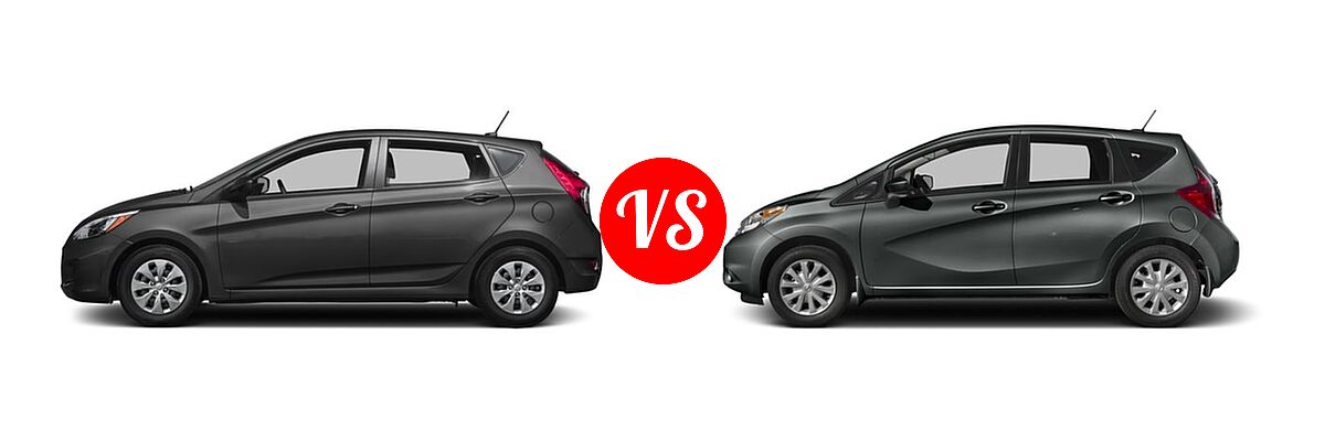2016 Hyundai Accent Hatchback SE vs. 2016 Nissan Versa Note Hatchback S / S Plus / SV - Side Comparison