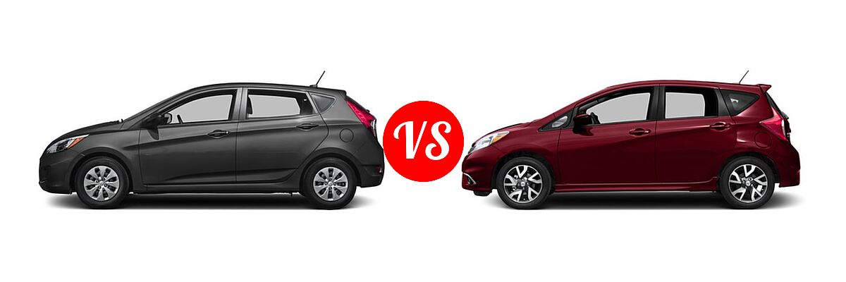 2016 Hyundai Accent Hatchback SE vs. 2016 Nissan Versa Note Hatchback SR - Side Comparison