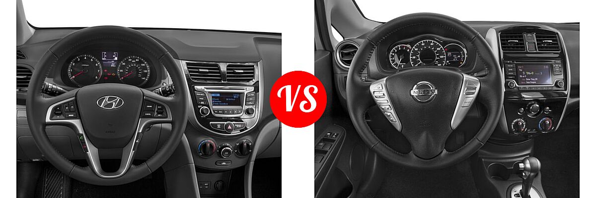 2016 Hyundai Accent Hatchback Sport vs. 2016 Nissan Versa Note Hatchback S / S Plus / SV - Dashboard Comparison
