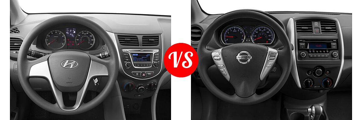 2016 Hyundai Accent Sedan SE vs. 2016 Nissan Versa Sedan S / S Plus / SV - Dashboard Comparison
