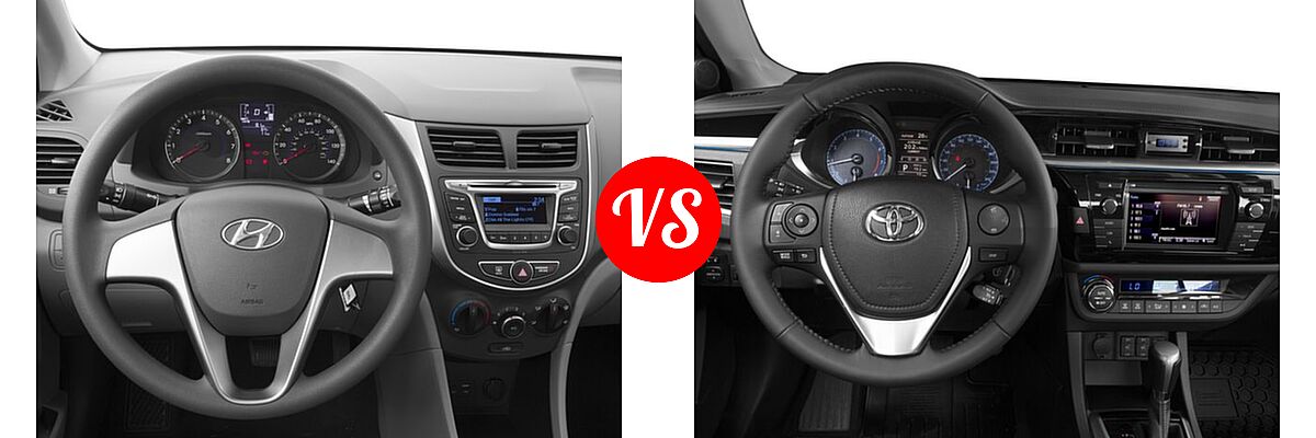 2016 Hyundai Accent Sedan SE vs. 2016 Toyota Corolla Sedan S / S Plus / S Premium / S w/Special Edition Pkg - Dashboard Comparison