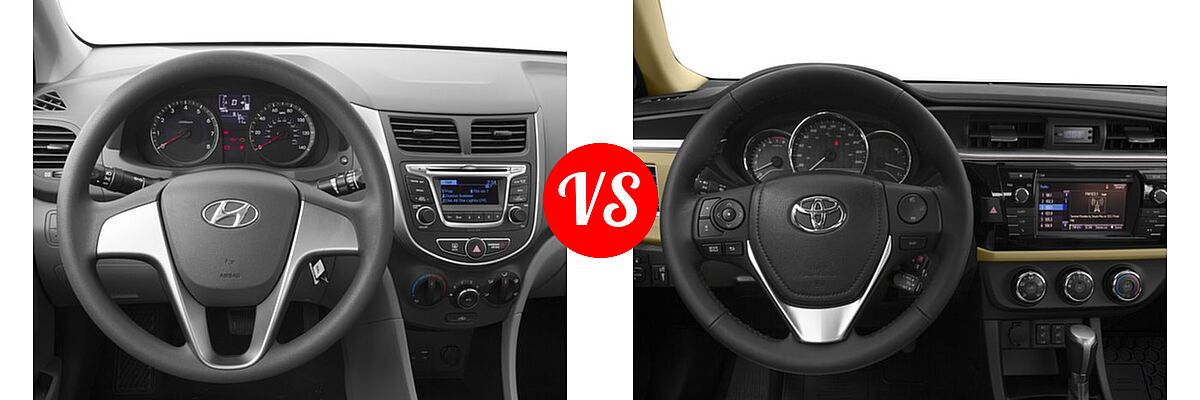 2016 Hyundai Accent Sedan SE vs. 2016 Toyota Corolla Sedan L / LE / LE ECO / LE ECO Plus / LE ECO Premium / LE Plus / LE Premium - Dashboard Comparison