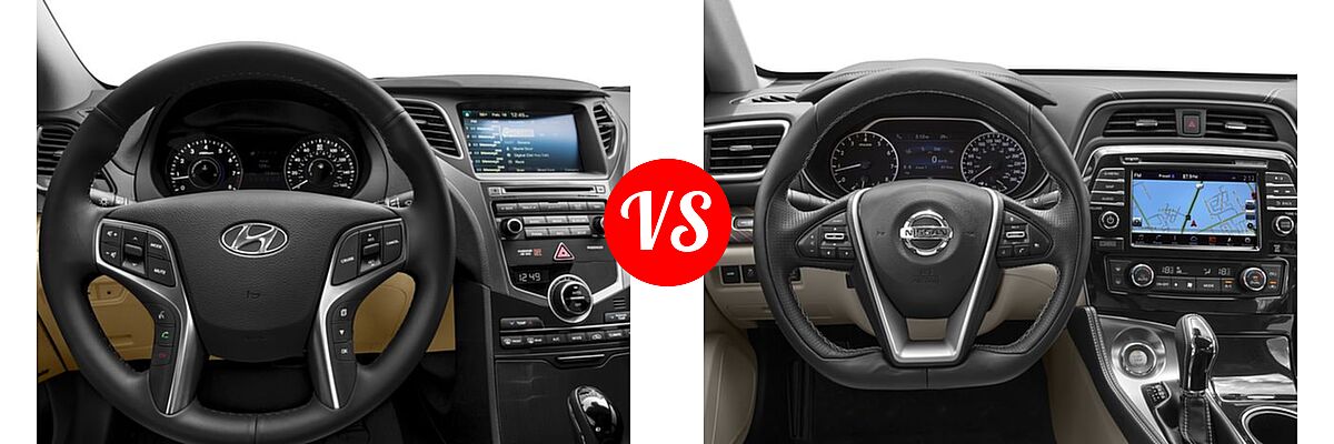2016 Hyundai Azera Sedan Limited vs. 2016 Nissan Maxima Sedan 3.5 Platinum / 3.5 SL / 3.5 SR - Dashboard Comparison