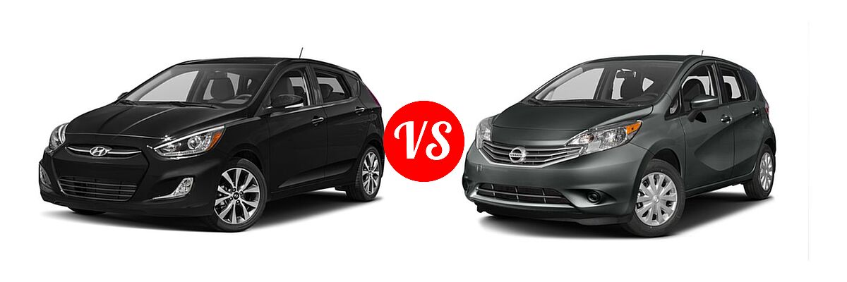 2016 Hyundai Accent Hatchback Sport vs. 2016 Nissan Versa Note Hatchback S / S Plus / SV - Front Left Comparison