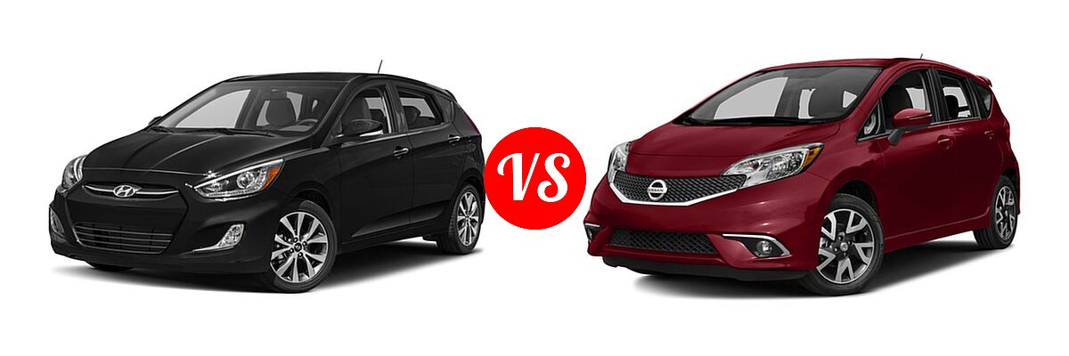 2016 Hyundai Accent Hatchback Sport vs. 2016 Nissan Versa Note Hatchback SR - Front Left Comparison