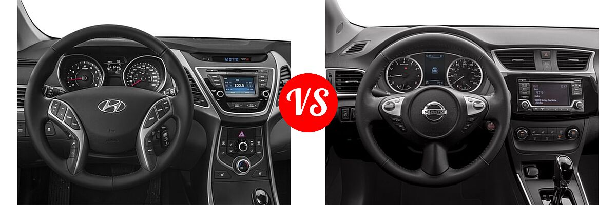 2016 Hyundai Elantra Sedan SE / Sport / Value Edition vs. 2016 Nissan Sentra Sedan S / SV - Dashboard Comparison