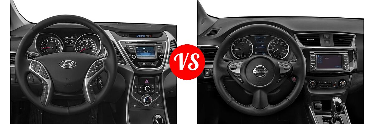 2016 Hyundai Elantra Sedan SE / Sport / Value Edition vs. 2016 Nissan Sentra Sedan SR - Dashboard Comparison