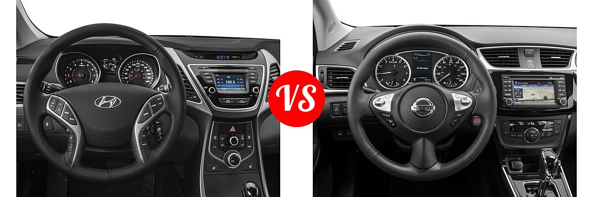 2016 Hyundai Elantra Sedan SE / Sport / Value Edition vs. 2016 Nissan Sentra Sedan SL - Dashboard Comparison